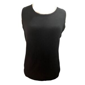 Pendleton Petite Black White Sleeveless Sweater Medium   Minimalist Preppy Tank
